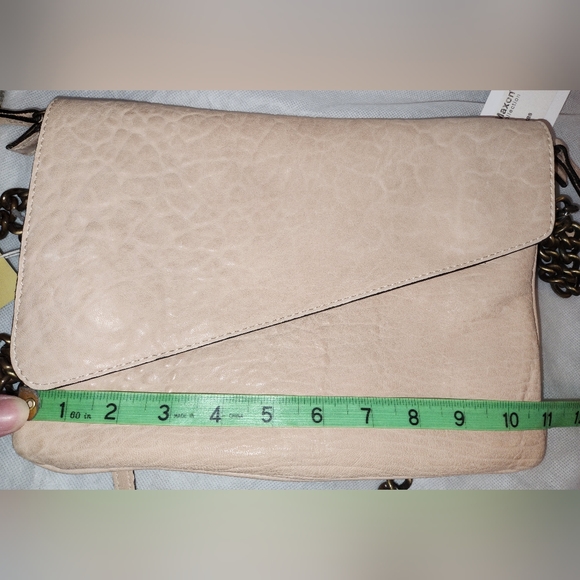 Maxon Collection Italian Napa Leather Asymmetric Flap Crossbody Bag, Cipria Pink - Picture 12 of 16